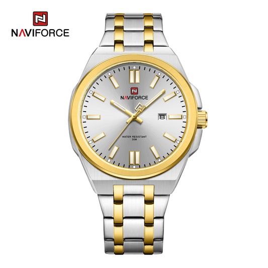 Naviforce 9226 Bloom Luxury Men Watch - Silver White Gold