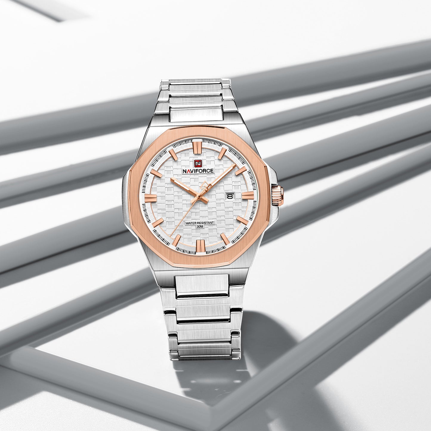 Naviforce 9245 Rio Quartz Men Watch - Silver RoseGold