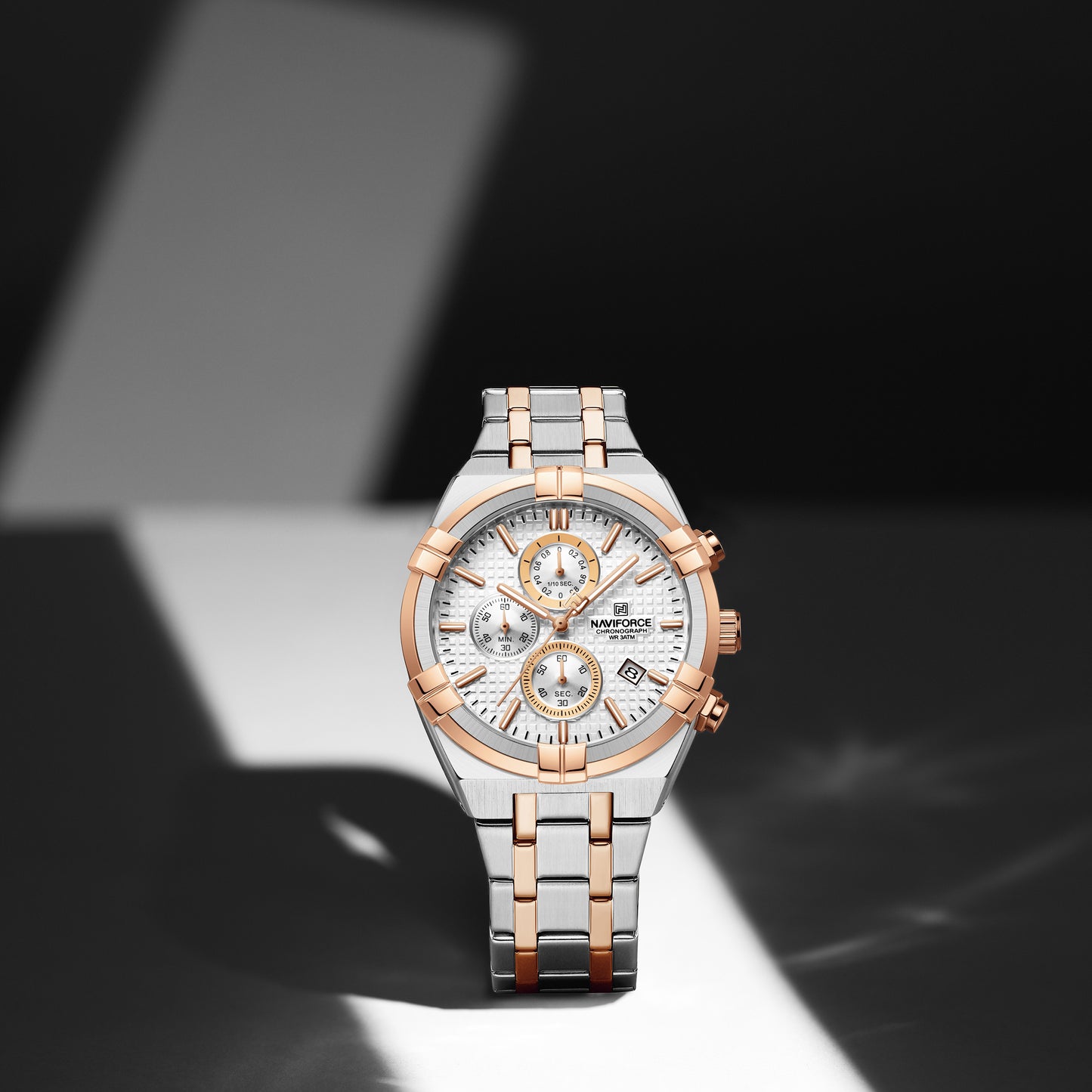 Naviforce 8042 Baymax Classic Men Watch - Silver RoseGold