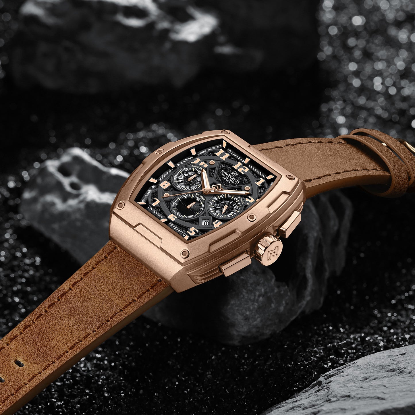 Naviforce 8053 Gently Men Leather Watch - Brown