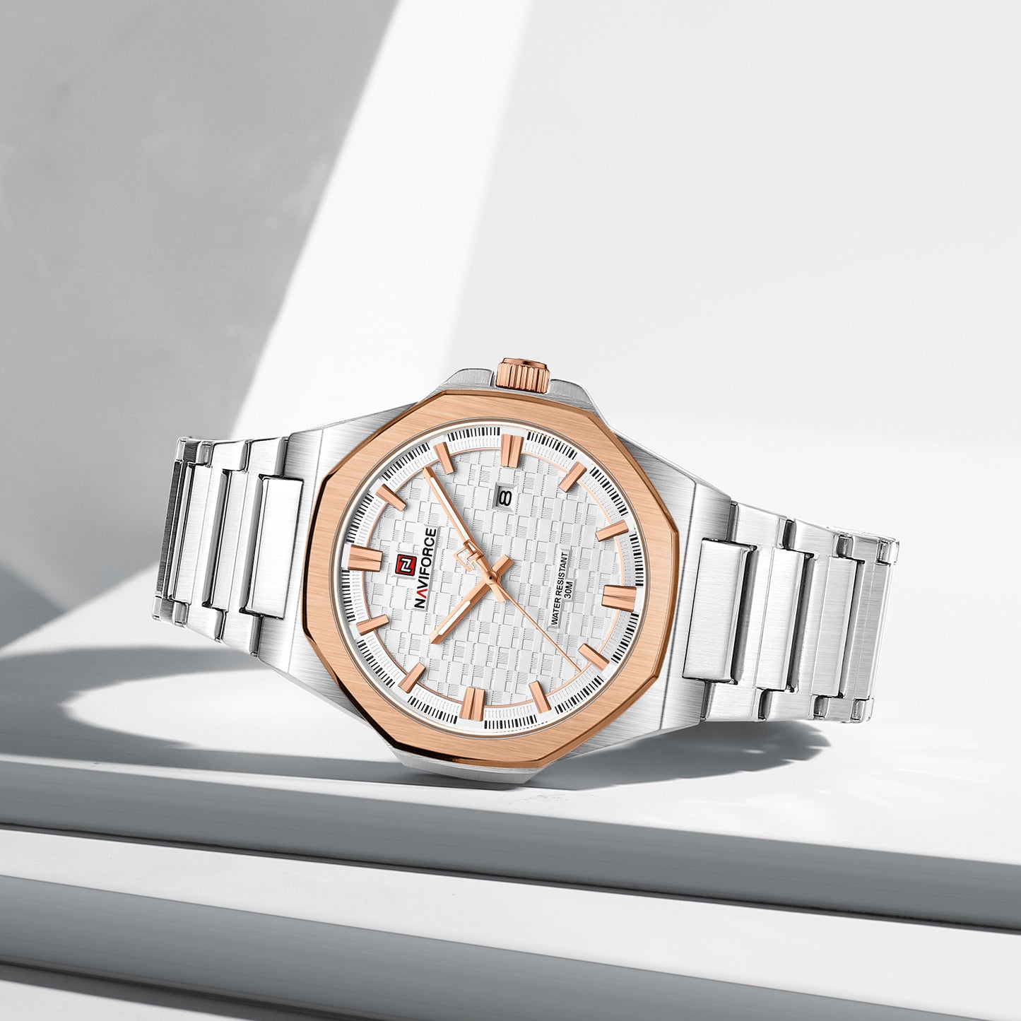 Naviforce 9245 Rio Quartz Men Watch - Silver RoseGold