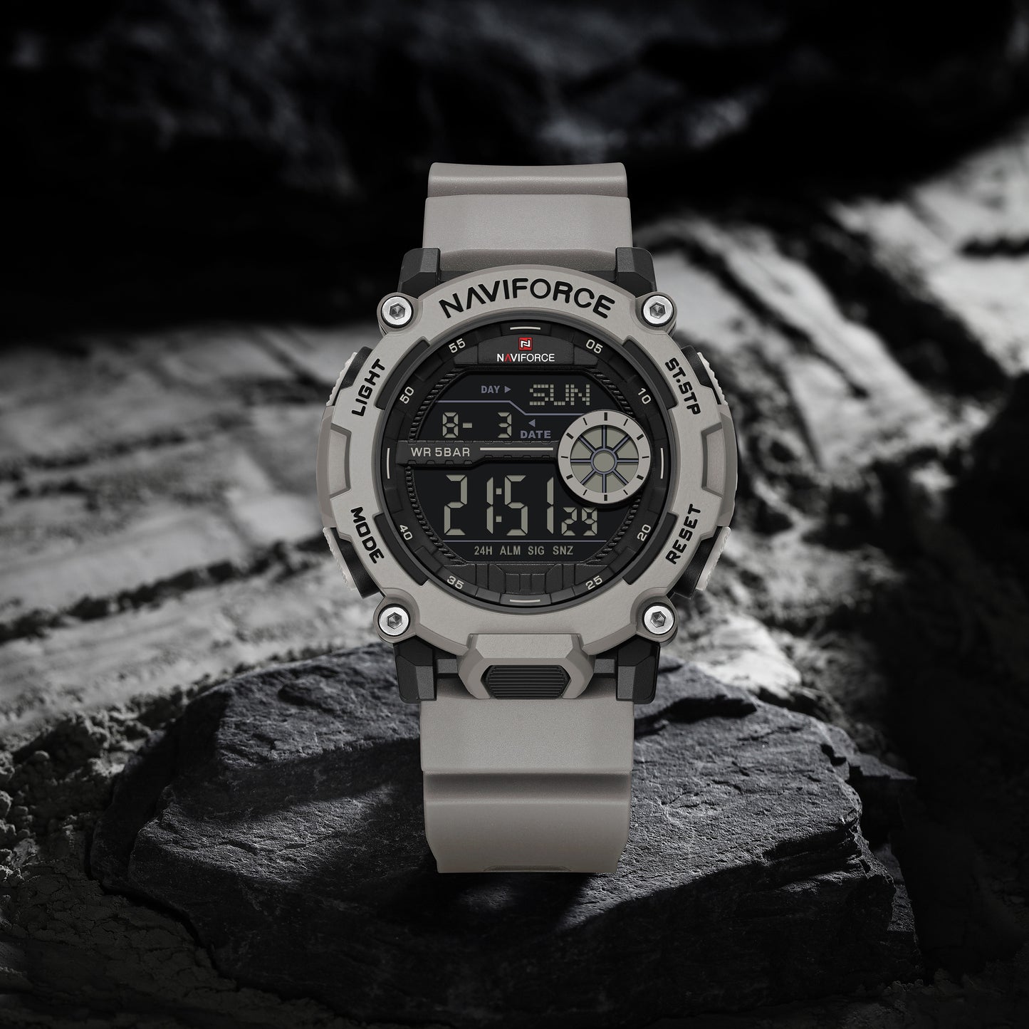 Naviforce 7133 Phantom X Men Silicone Watch - Light Grey