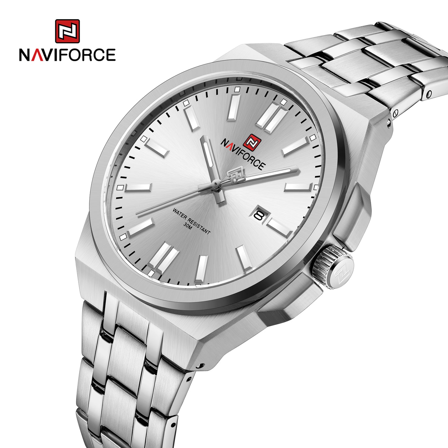 Naviforce 9226 Bloom Luxury Men Watch - Silver