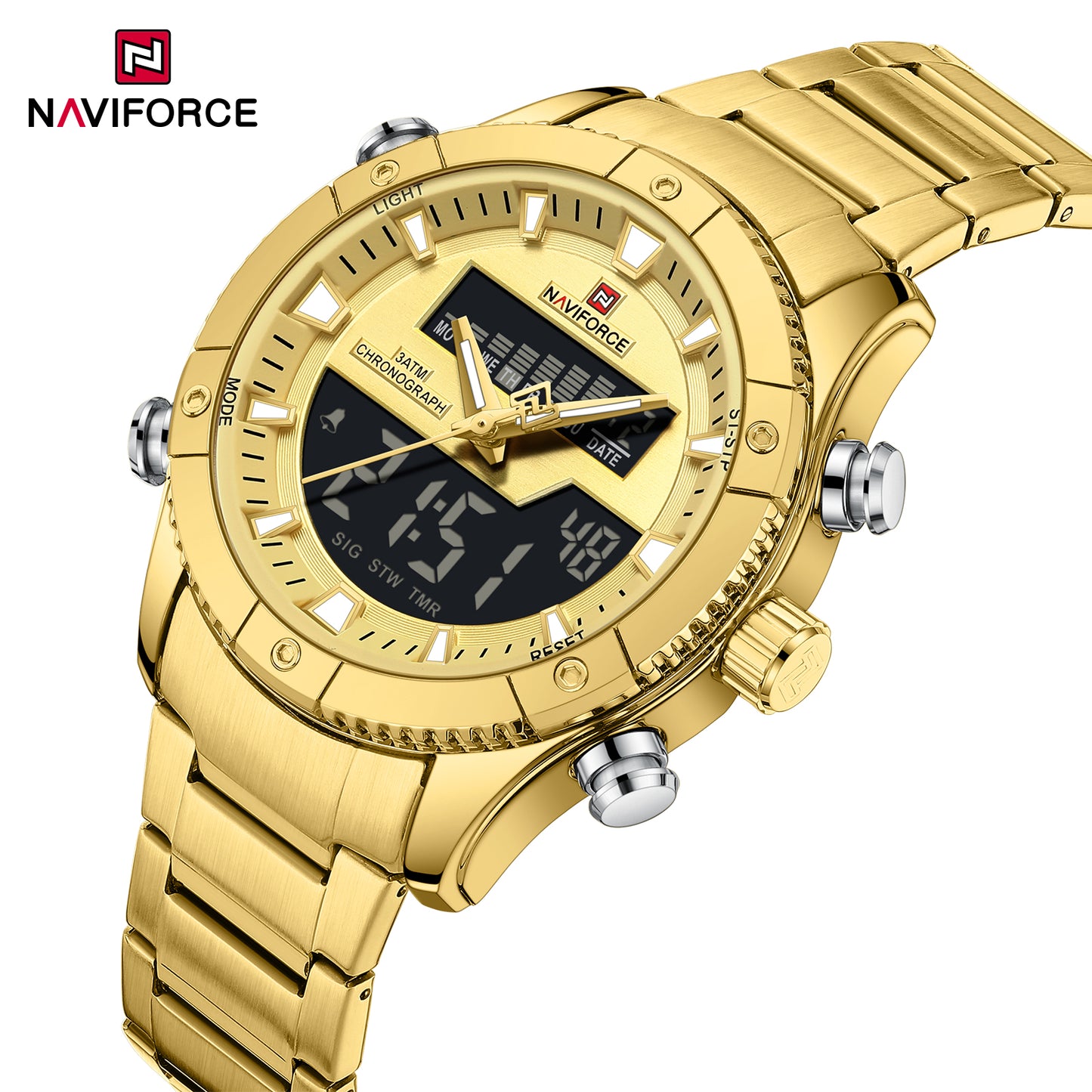 Naviforce 9259 Prime Men Stainless Steel Watch - Gold