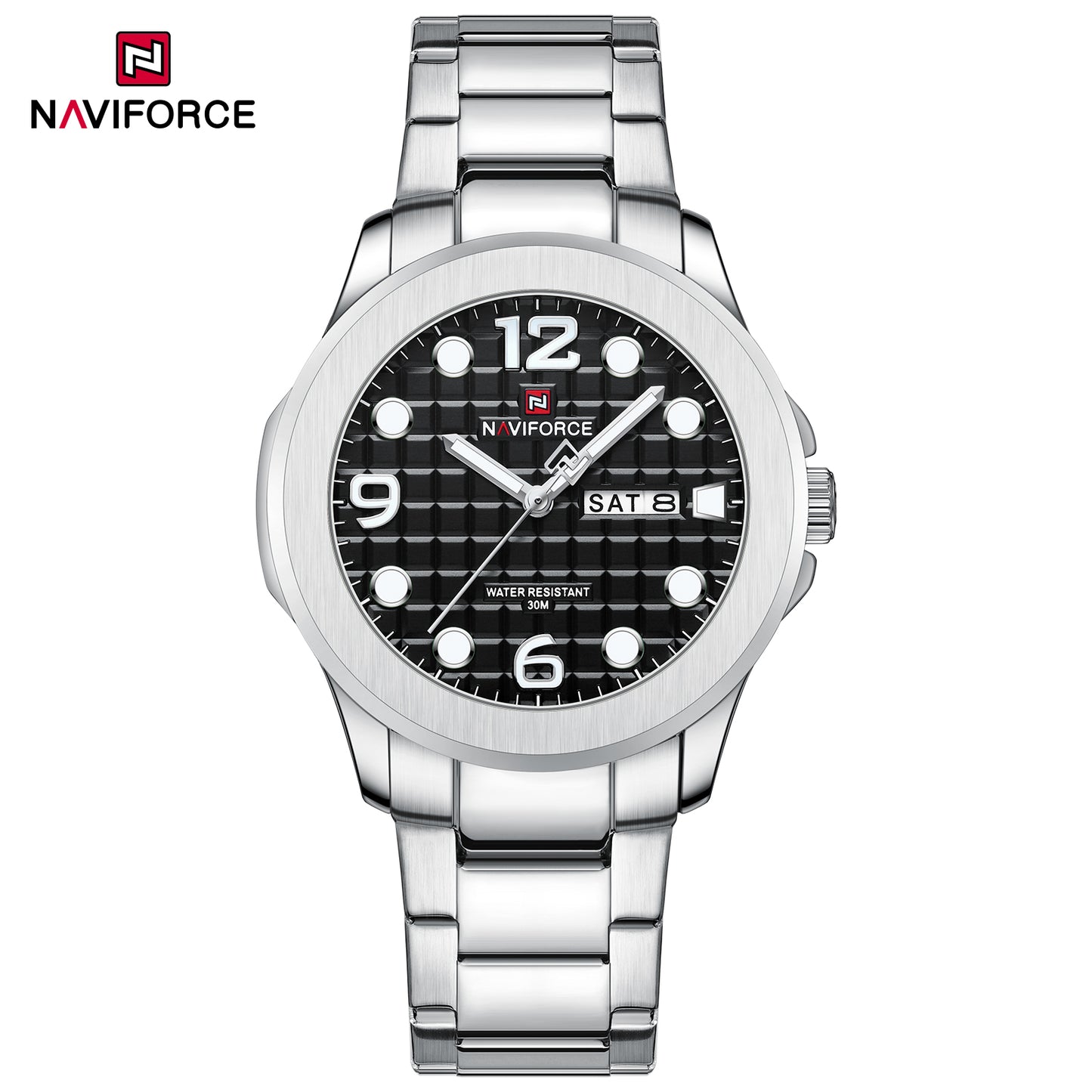 Naviforce 9244 Dynasty Men Watch - Silver Black