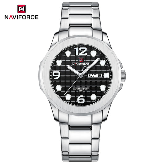 Naviforce 9244 Dynasty Men Watch - Silver Black