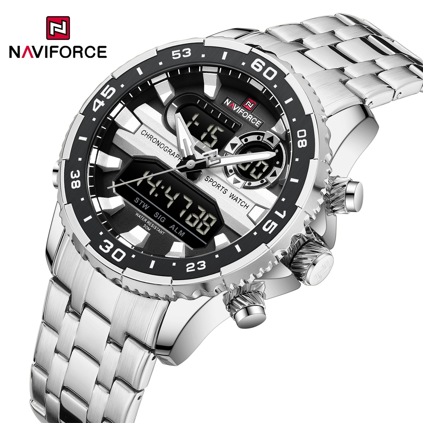 Naviforce 9234 Unicorn Men Watch - Silver Black