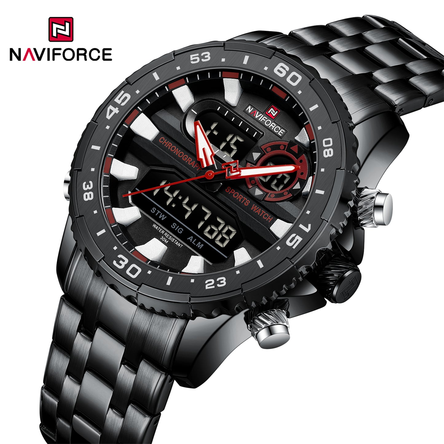 Naviforce 9234 Unicorn Men Watch - Black Red