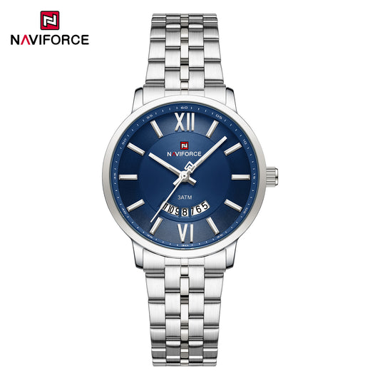 Naviforce 9238 Unico Quartz Women Watch - Silver Blue