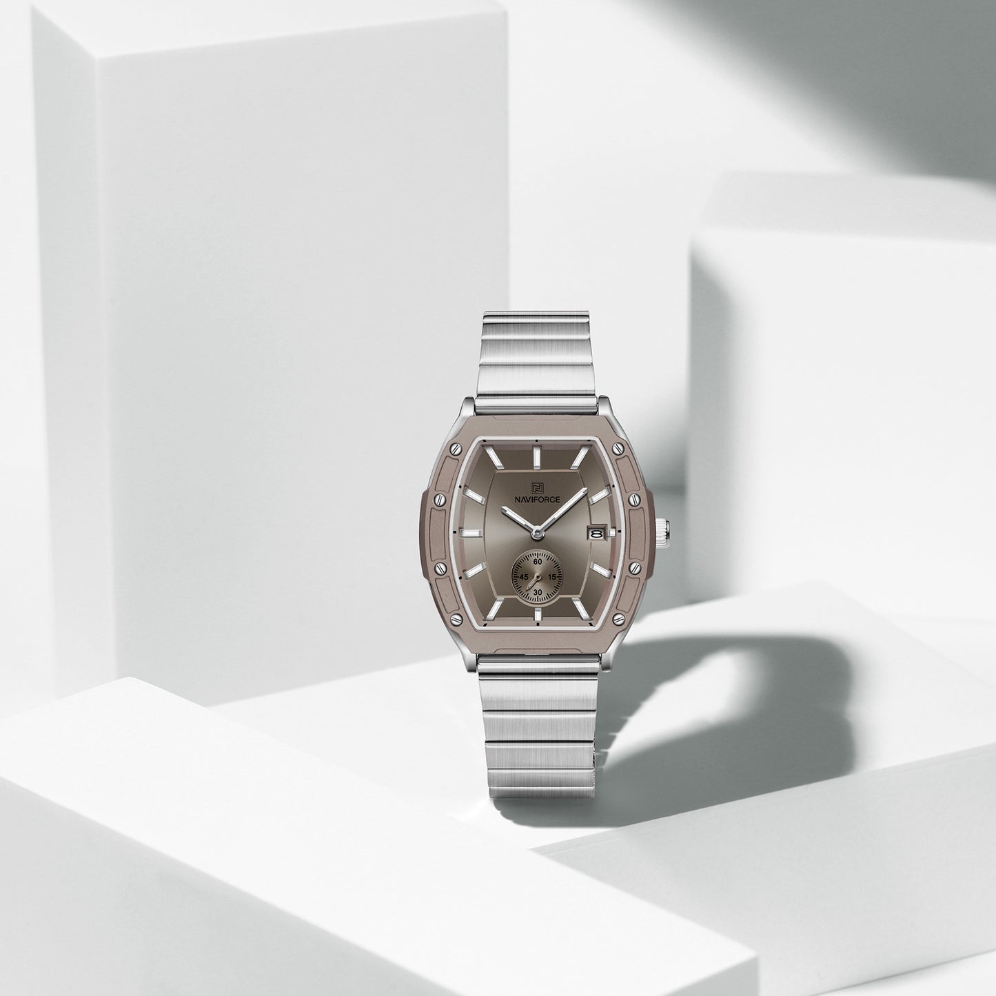 Naviforce NF8068 Paris Couple Watch - Silver Grey