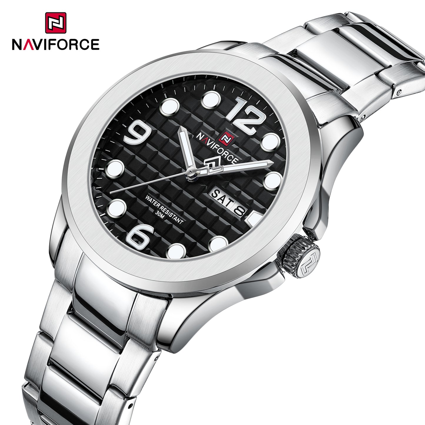 Naviforce 9244 Dynasty Men Watch - Silver Black