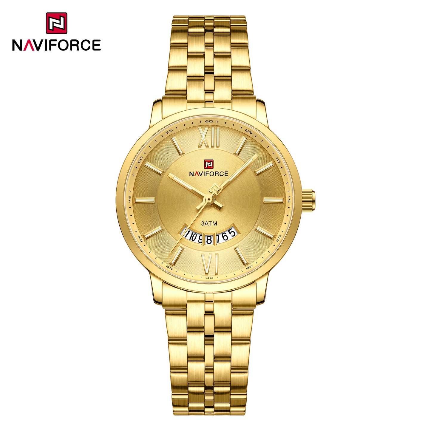Naviforce 9238 Unico Quartz Couple Watch - Gold