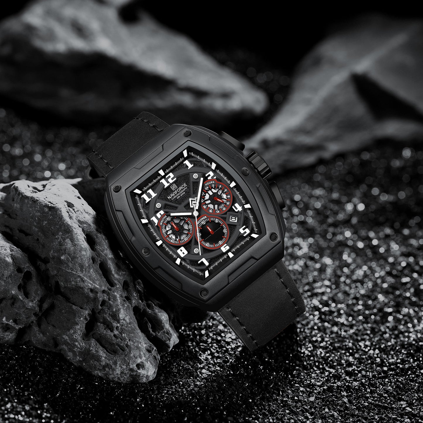 Naviforce 8053 Gently Men Leather Watch - Black