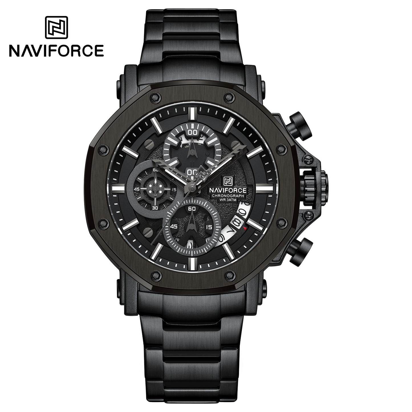 Naviforce 8065 MechaMan Steel Watch - Black