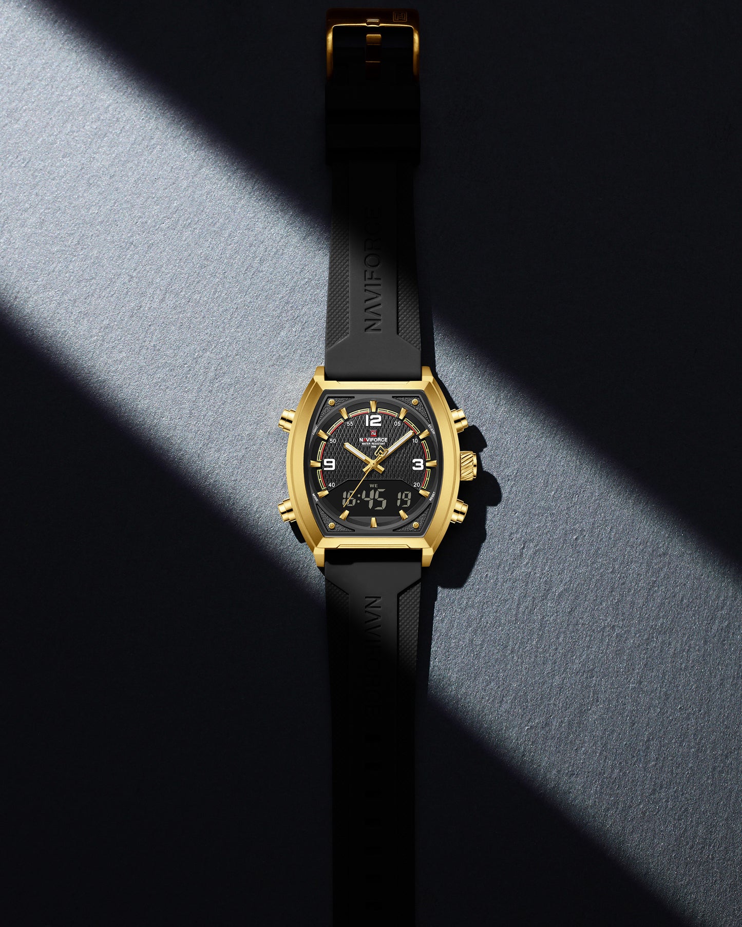 Naviforce 9242 Octagon Men Watch - Black Gold