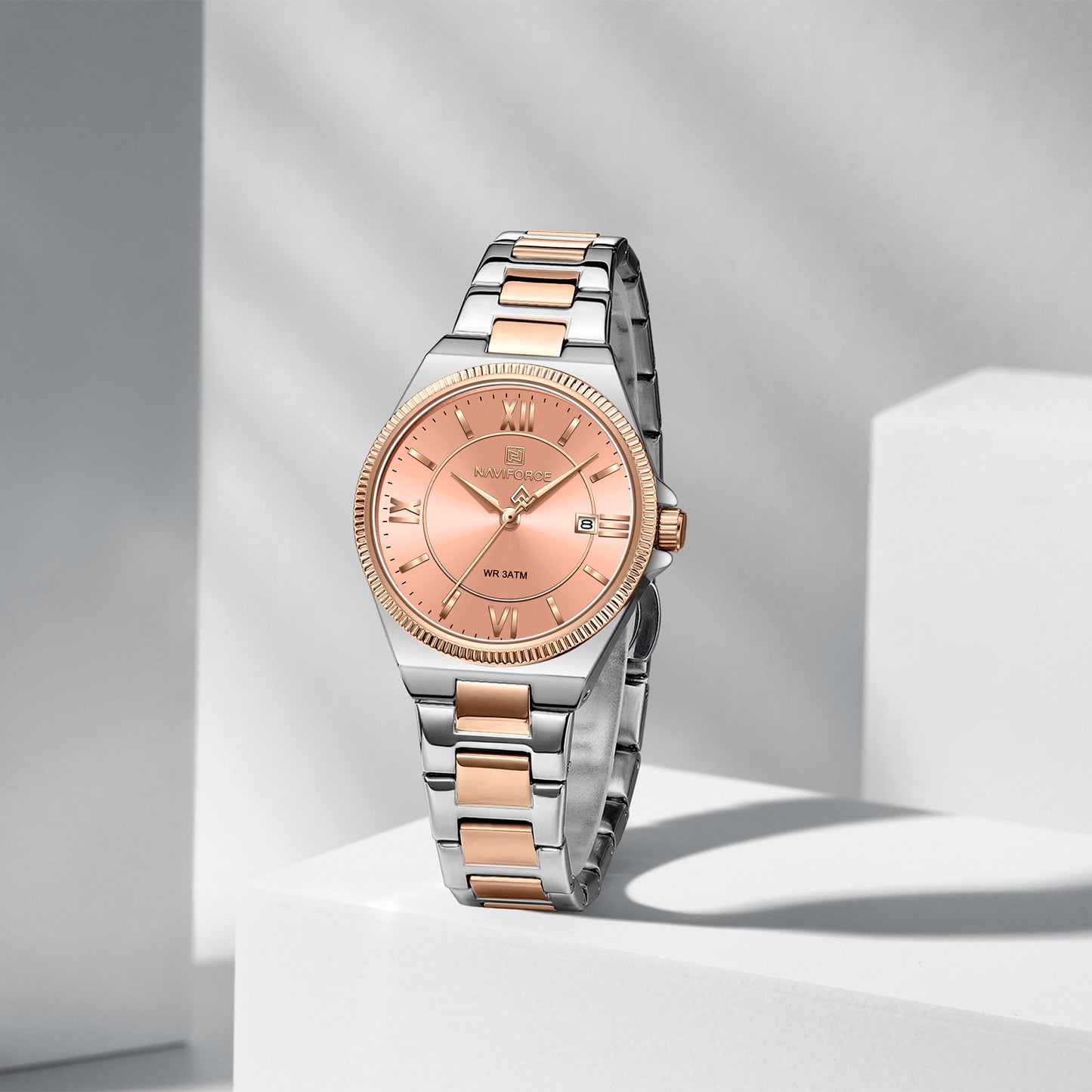 Naviforce 5073 Eva Women Watch -Silver-RoseGold Peach