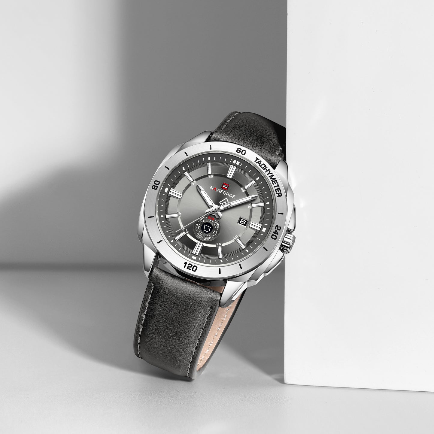 Naviforce 9269 Ascot Men Leather Watch - Silver Grey