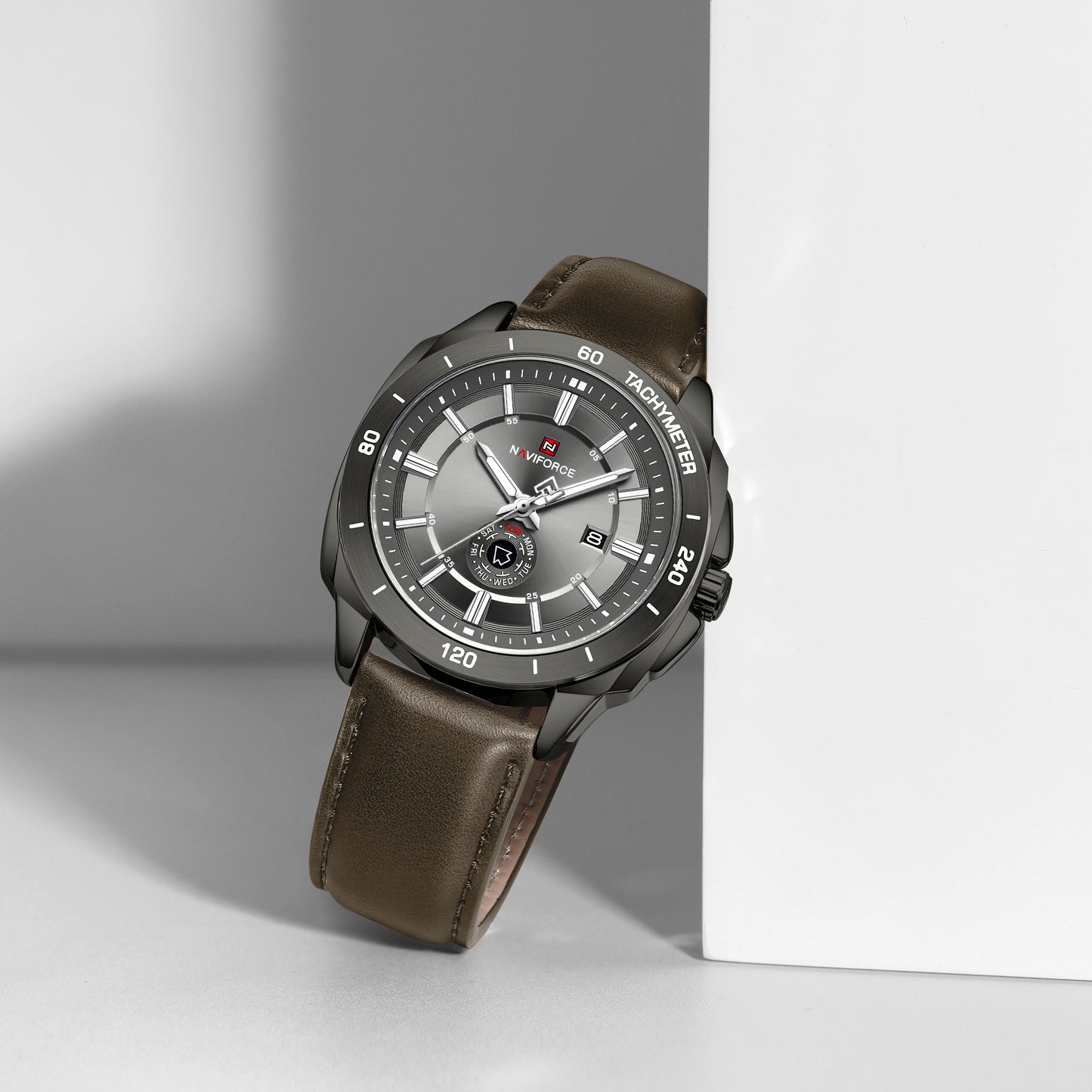 Naviforce 9269 Ascot Men Leather Watch - Black Grey