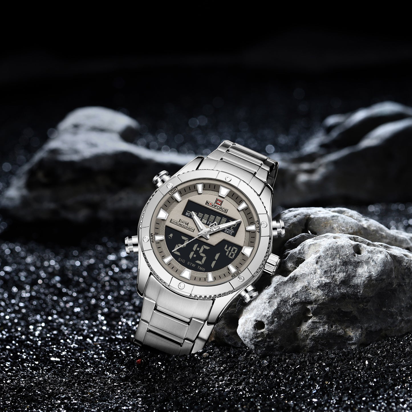 Naviforce 9259 Prime Men Stainless Steel Watch - Silver Grey
