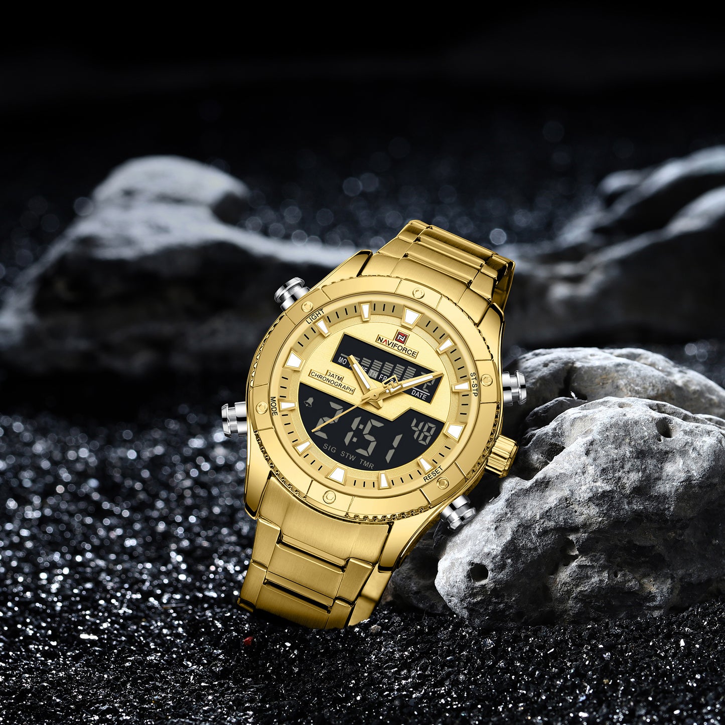 Naviforce 9259 Prime Men Stainless Steel Watch - Gold