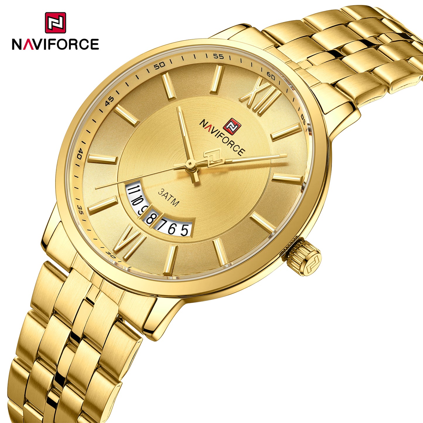 Naviforce 9238 Unico Quartz Couple Watch - Gold
