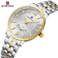 Naviforce 9238 Unico Quartz Couple Watch - Silver Gold