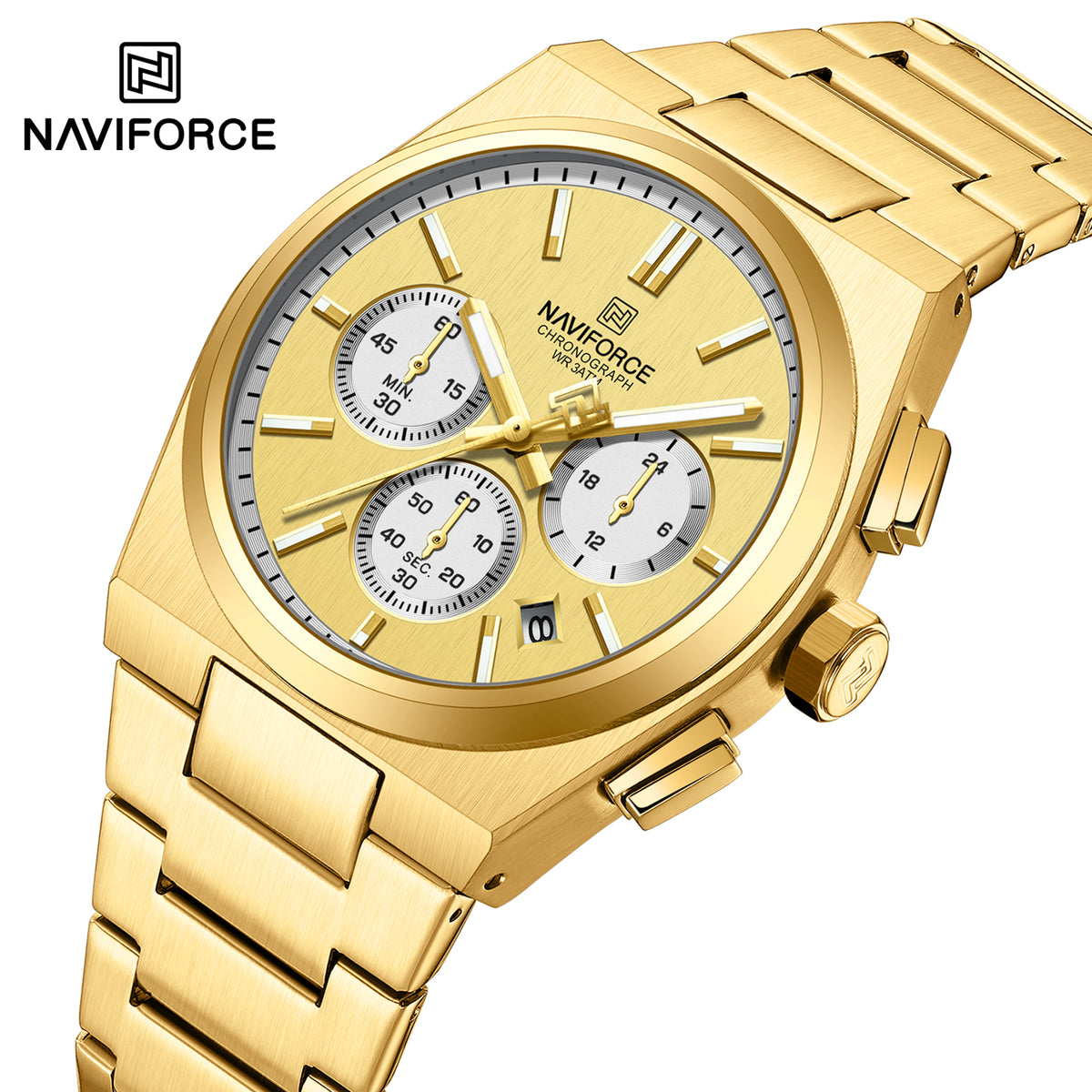 Naviforce 8048 Cupid Male Watch- Gold