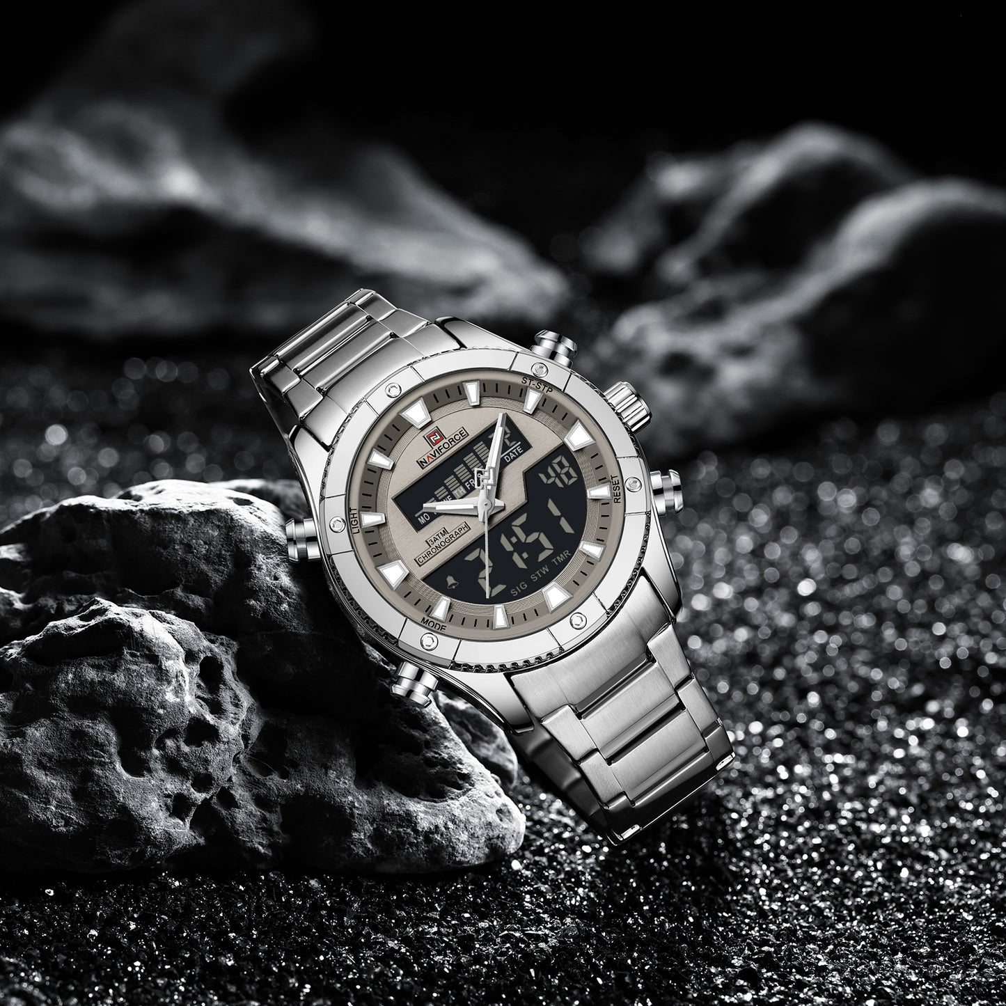 Naviforce 9259 Prime Men Stainless Steel Watch - Silver Grey