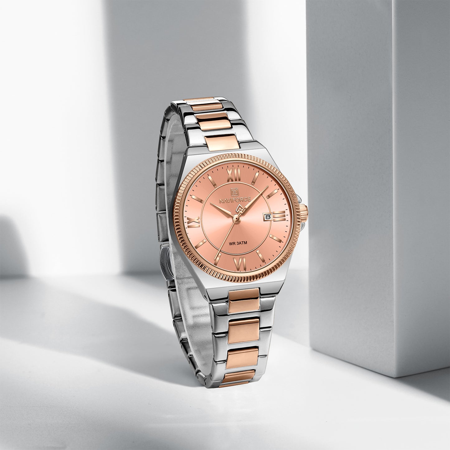 Naviforce 5073 Eva Women Watch -Silver-RoseGold Peach