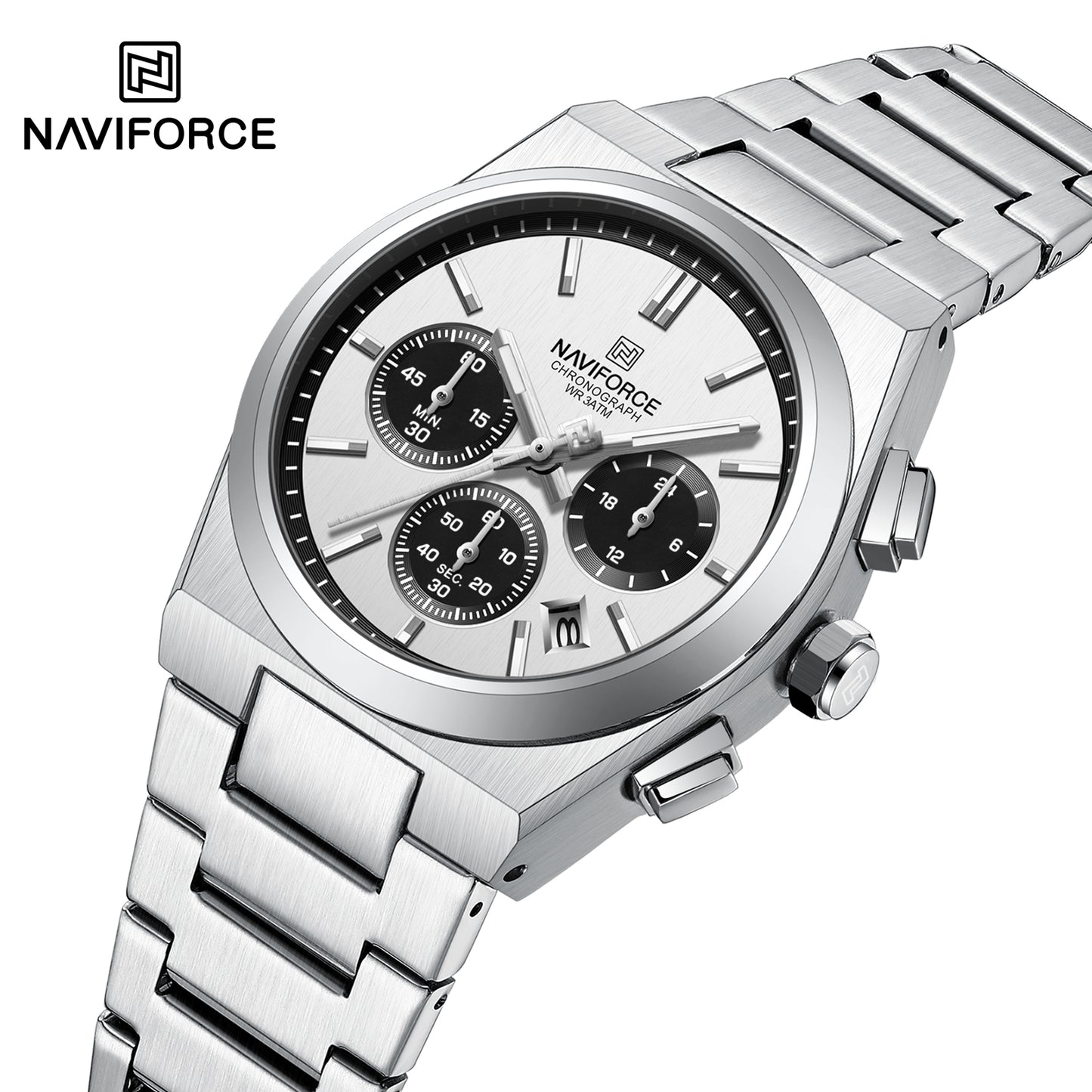 Naviforce 8048 Cupid Couple Watch - Silver Black