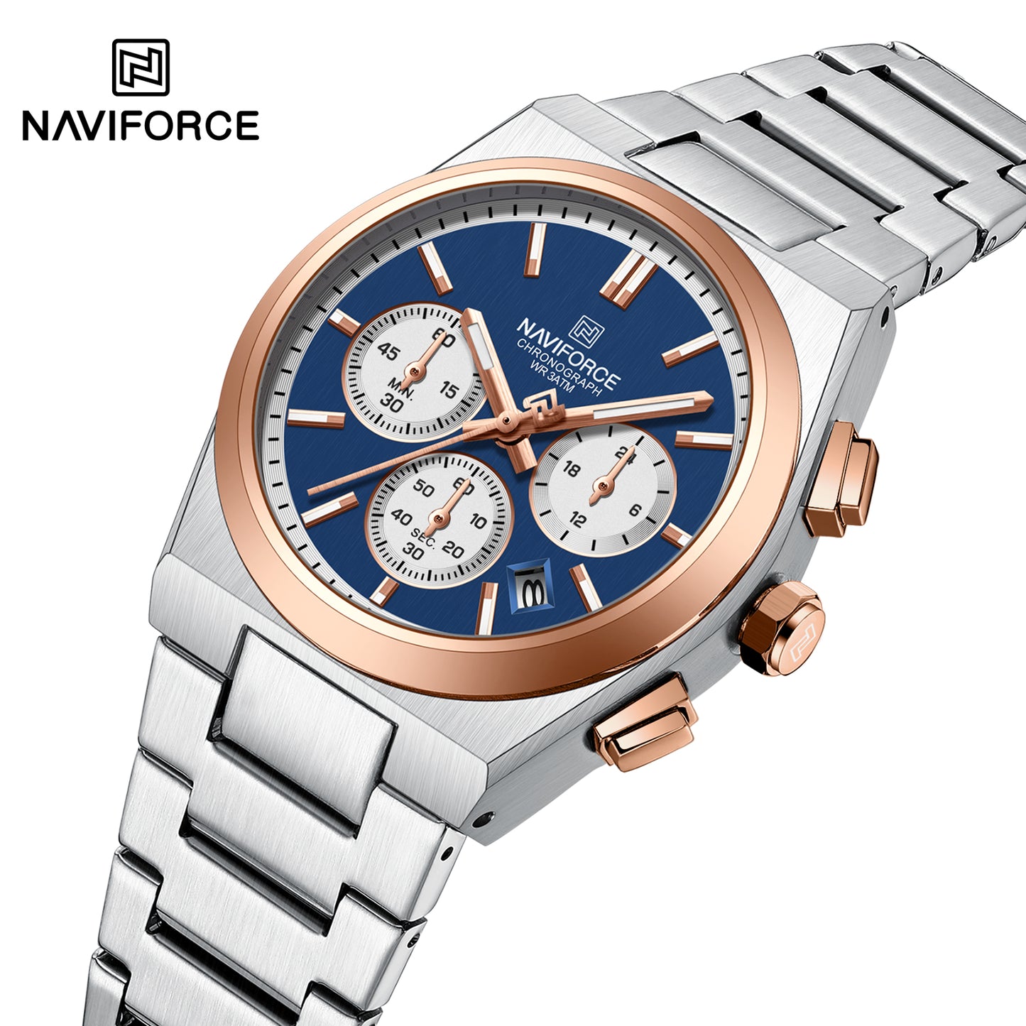 Naviforce 8048 Cupid Couple Watch - Silver RoseGold-Blue