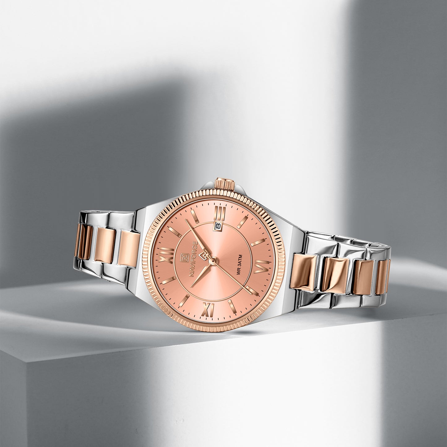 Naviforce 5073 Eva Women Watch -Silver-RoseGold Peach
