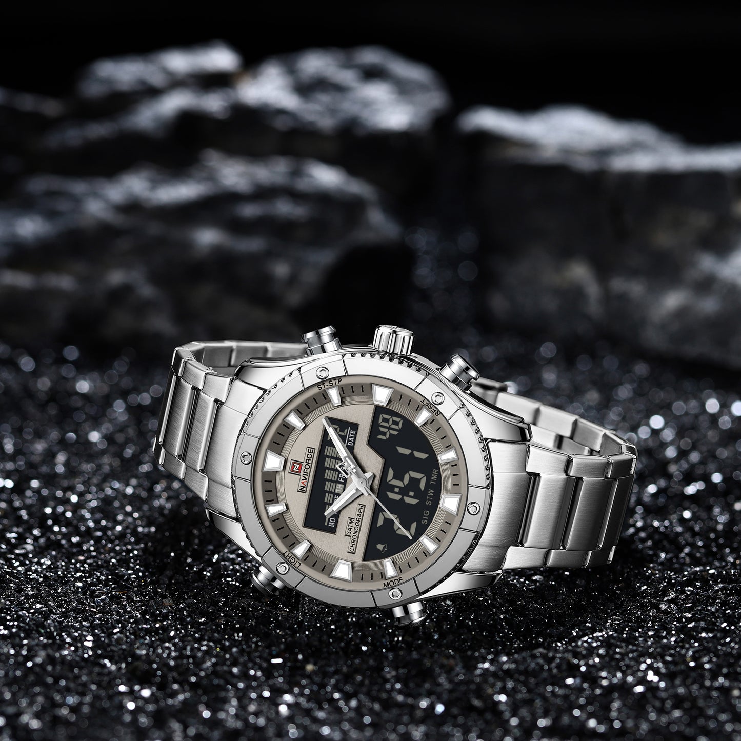 Naviforce 9259 Prime Men Stainless Steel Watch - Silver Grey