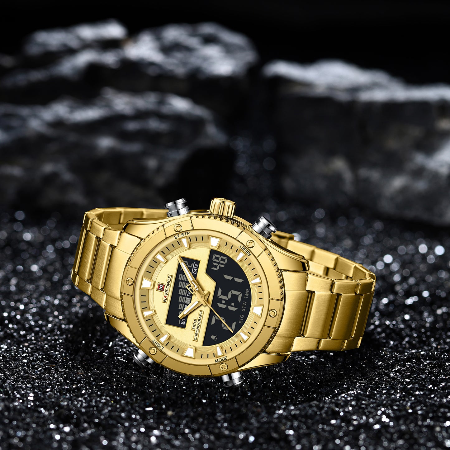 Naviforce 9259 Prime Men Stainless Steel Watch - Gold