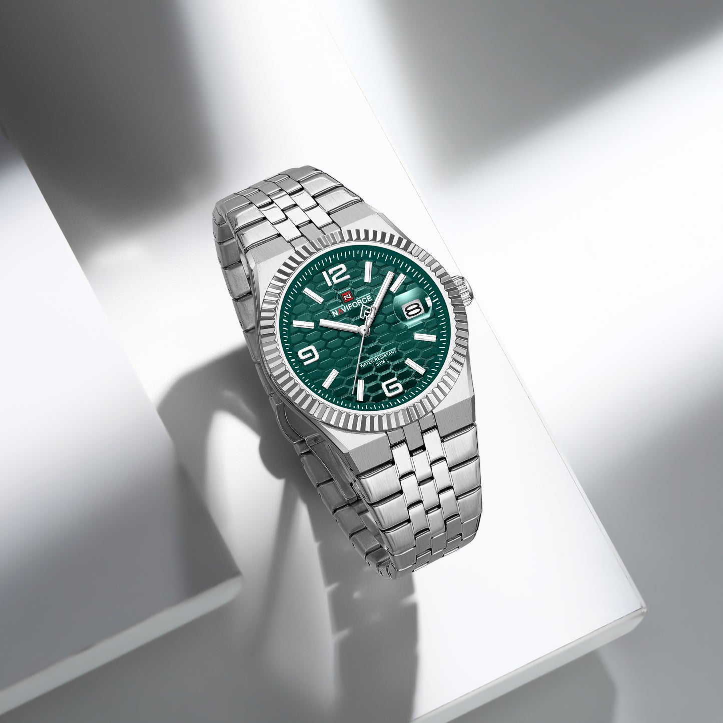 Naviforce 9277 Lotus Men Watch - Silver Green