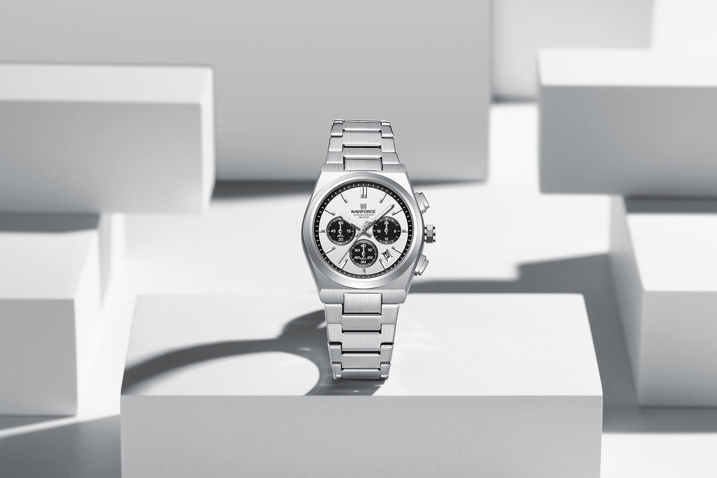 Naviforce 8048 Cupid Couple Watch - Silver Black
