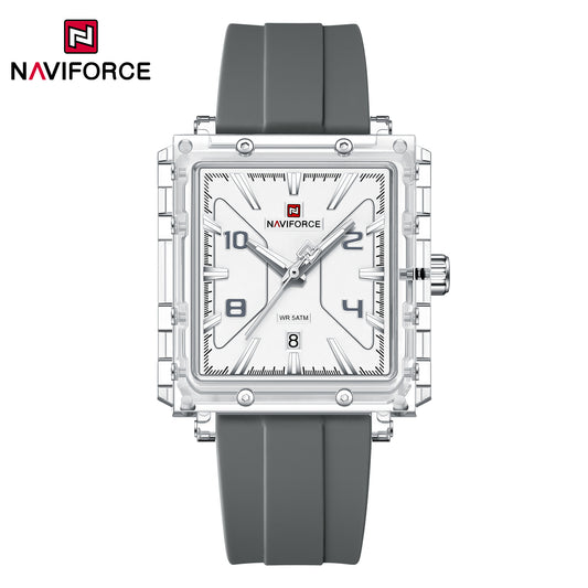 Naviforce 6112 Square Unisex Silicone Watch - Grey White