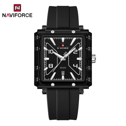 Naviforce 6112 Square Unisex Silicone Watch - Black