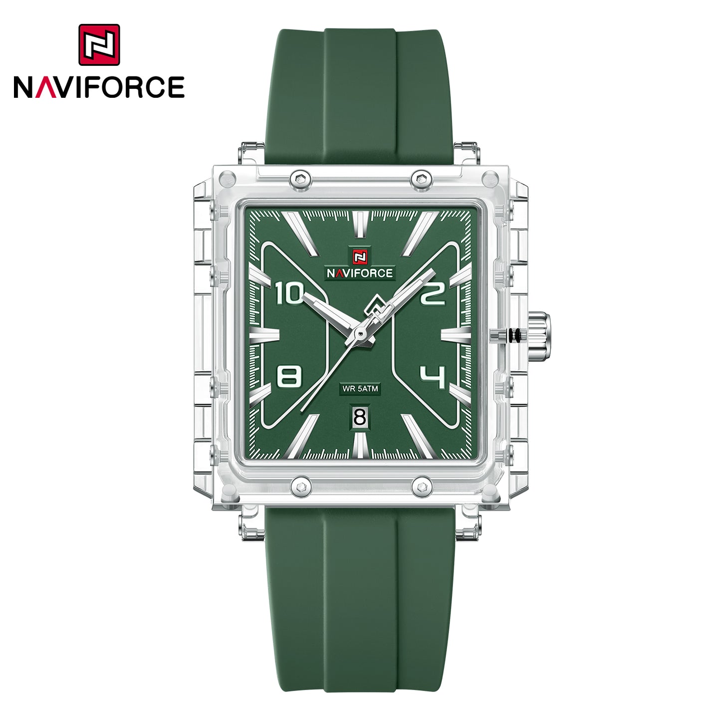 Naviforce 6112 Square Unisex Silicone Watch - Green