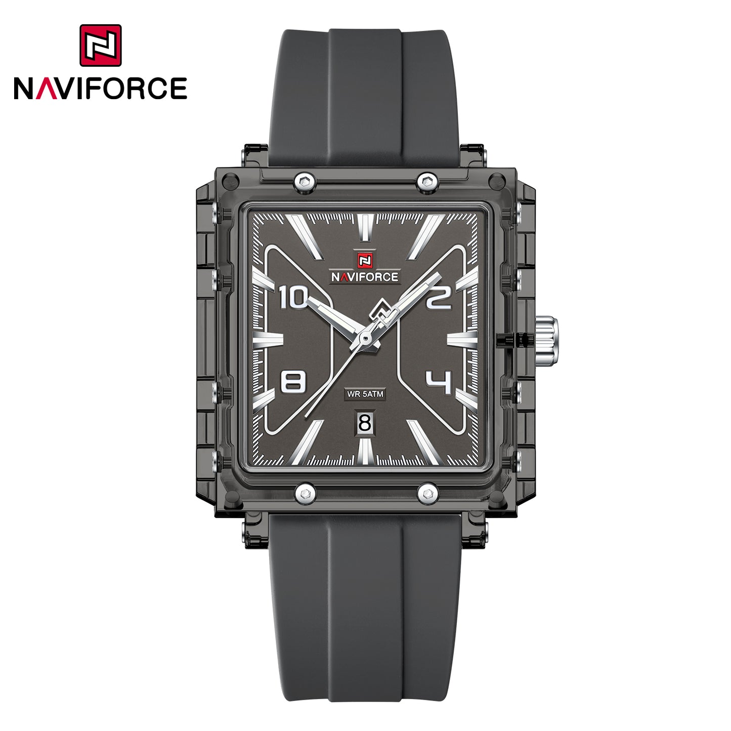 Naviforce 6112 Square Unisex Silicone Watch - Dark Grey
