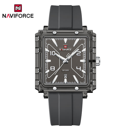 Naviforce 6112 Square Unisex Silicone Watch - Dark Grey