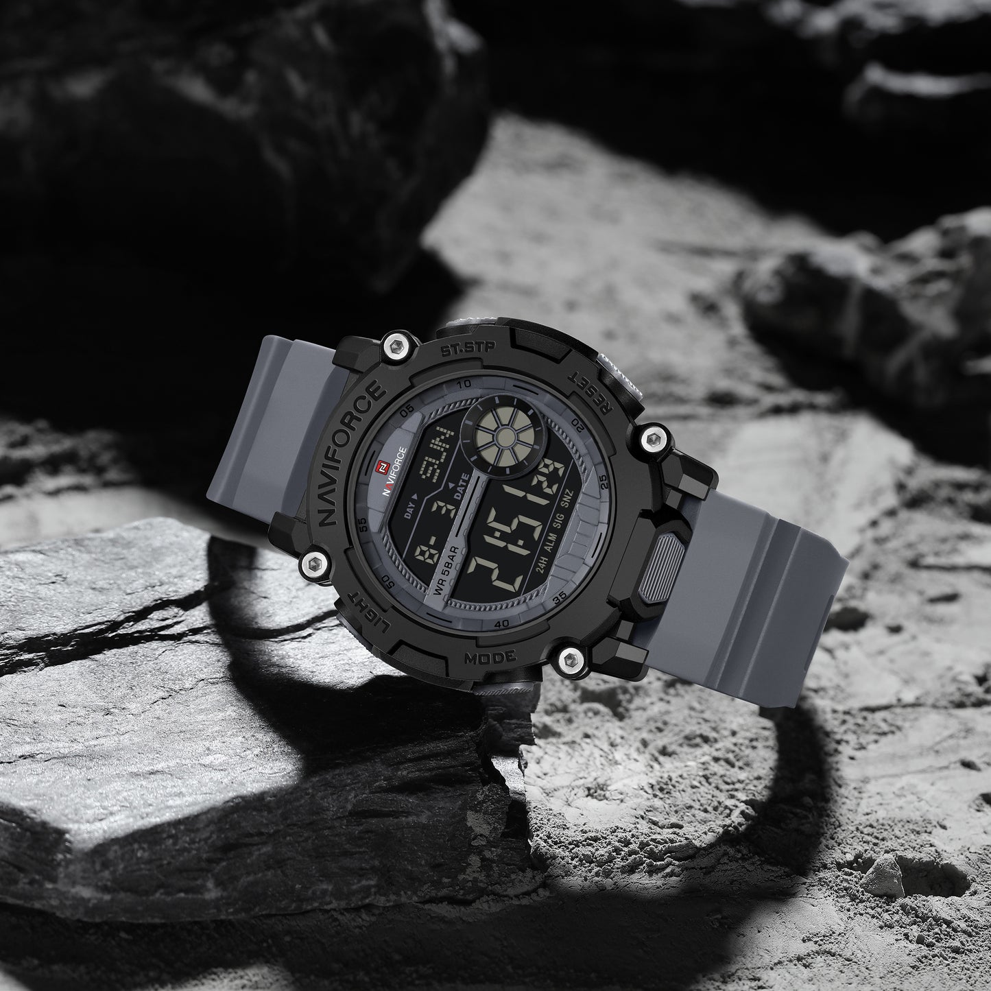 Naviforce 7133 Phantom X Men Silicone Watch - Grey Black