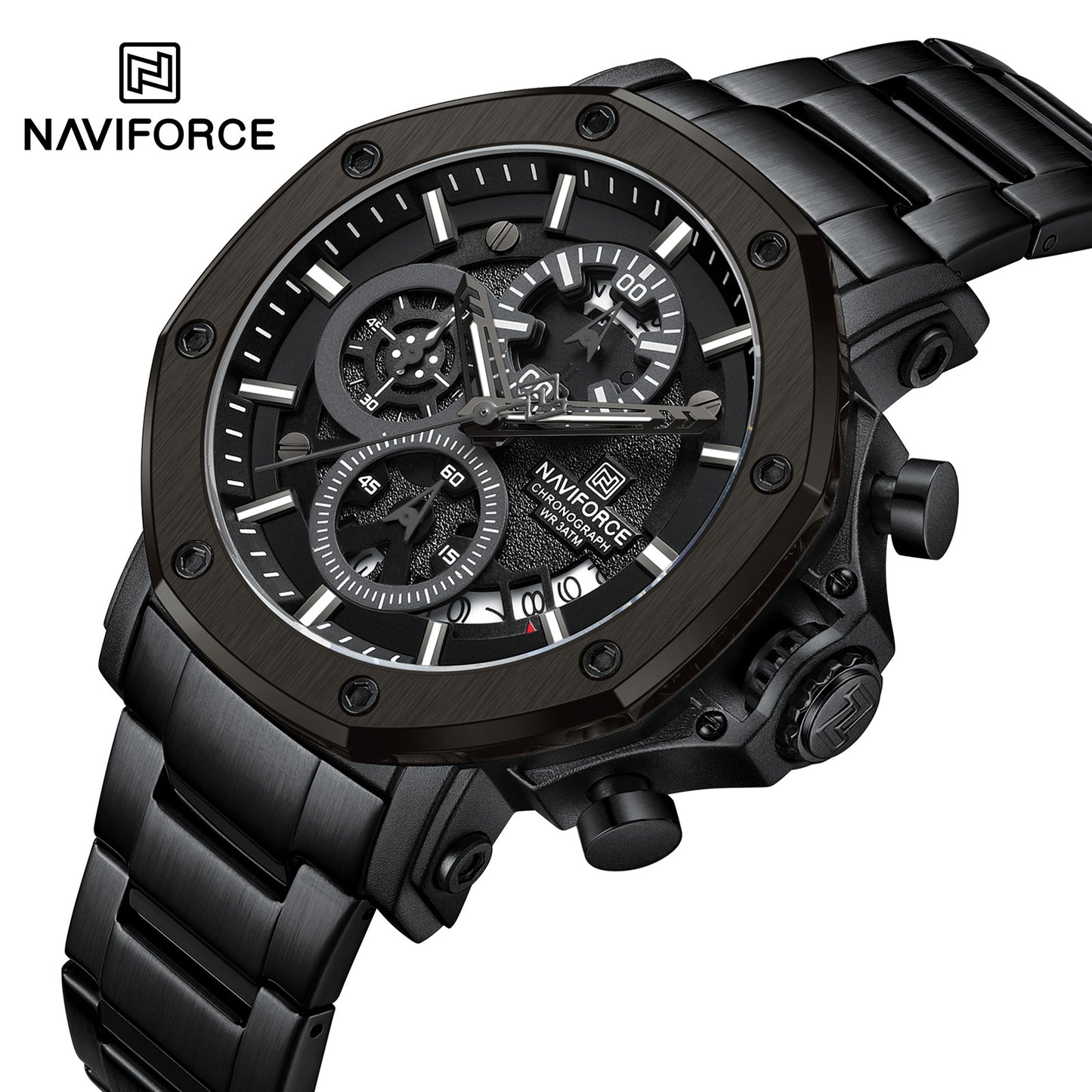Naviforce 8065 MechaMan Steel Watch - Black