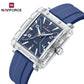 Naviforce 6112 Square Unisex Silicone Watch - Silver Blue