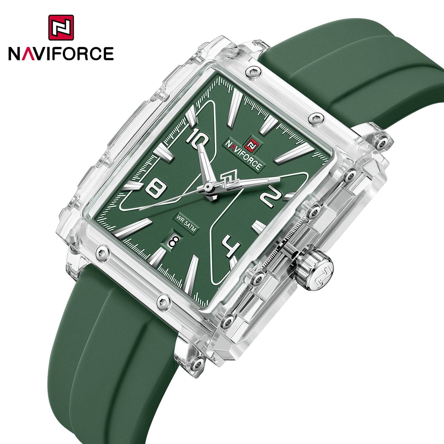Naviforce 6112 Square Unisex Silicone Watch - Green