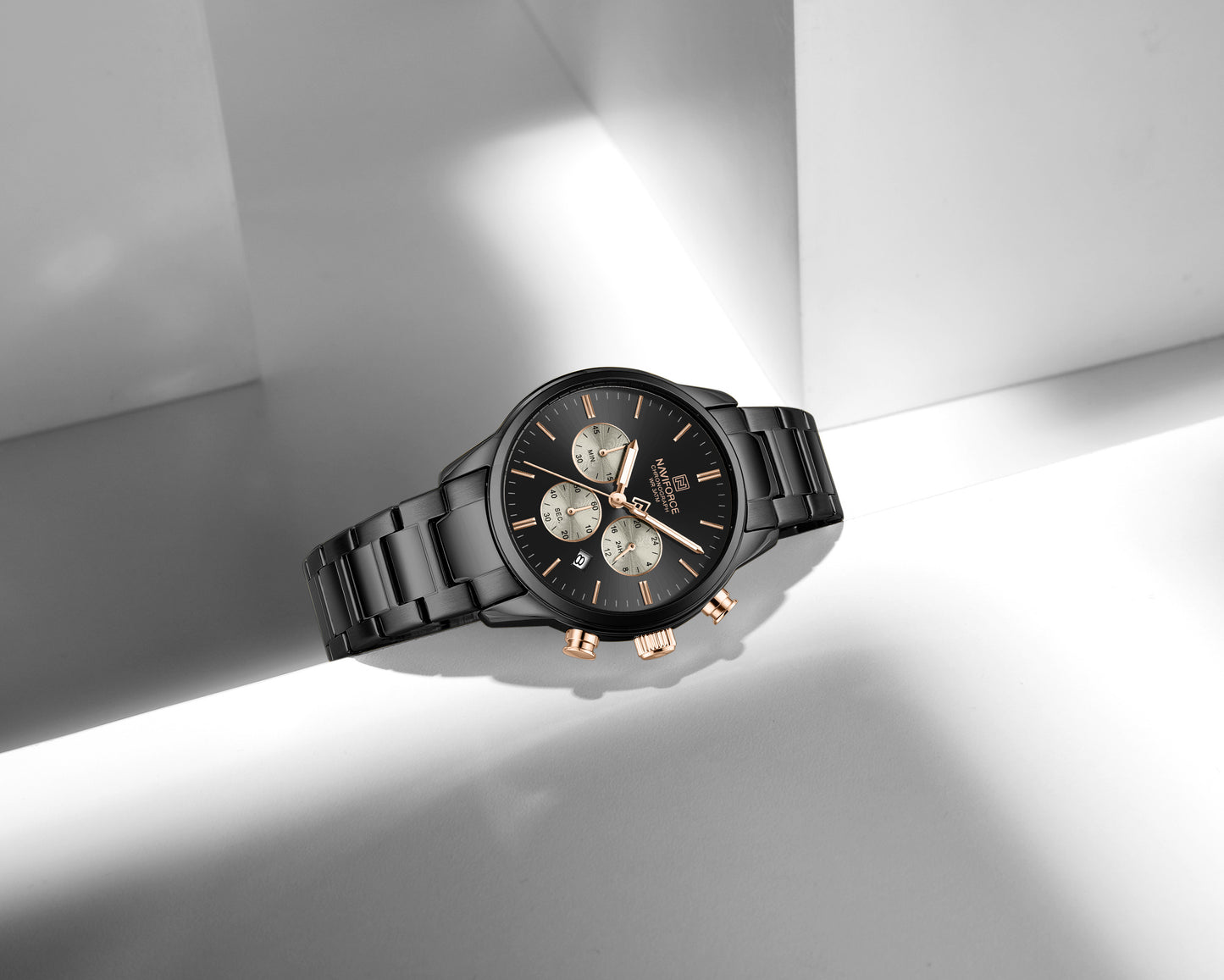 Naviforce 8076 Ambiance Men Watch - Black RoseGold