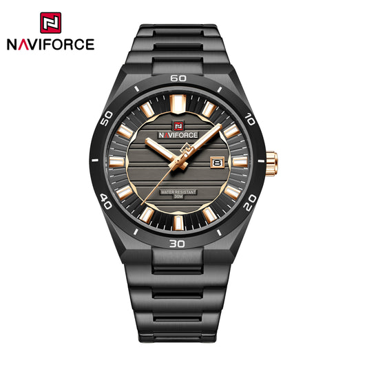 Naviforce 9268 Royal Men Watch - Black RoseGold