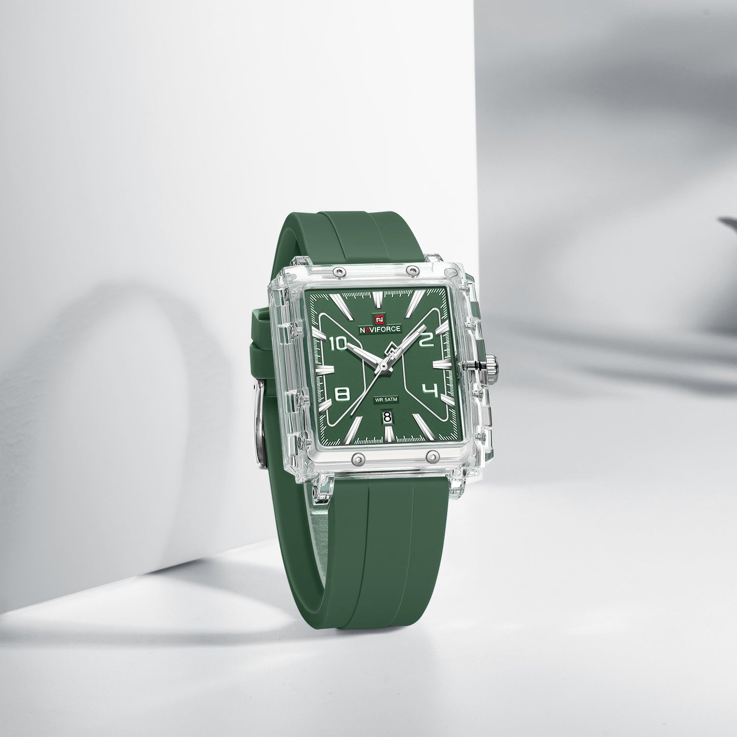 Naviforce 6112 Square Unisex Silicone Watch - Green
