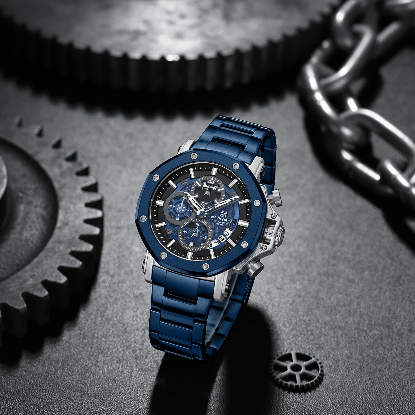 Naviforce 8065 MechaMan Steel Watch - Blue