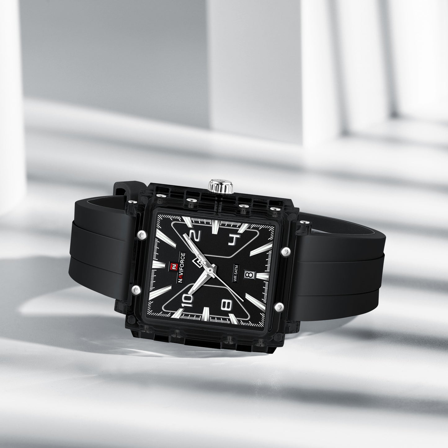 Naviforce 6112 Square Unisex Silicone Watch - Black